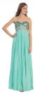 Strapless Sequins Bust Floor Length Formal Prom Dress in Mint
